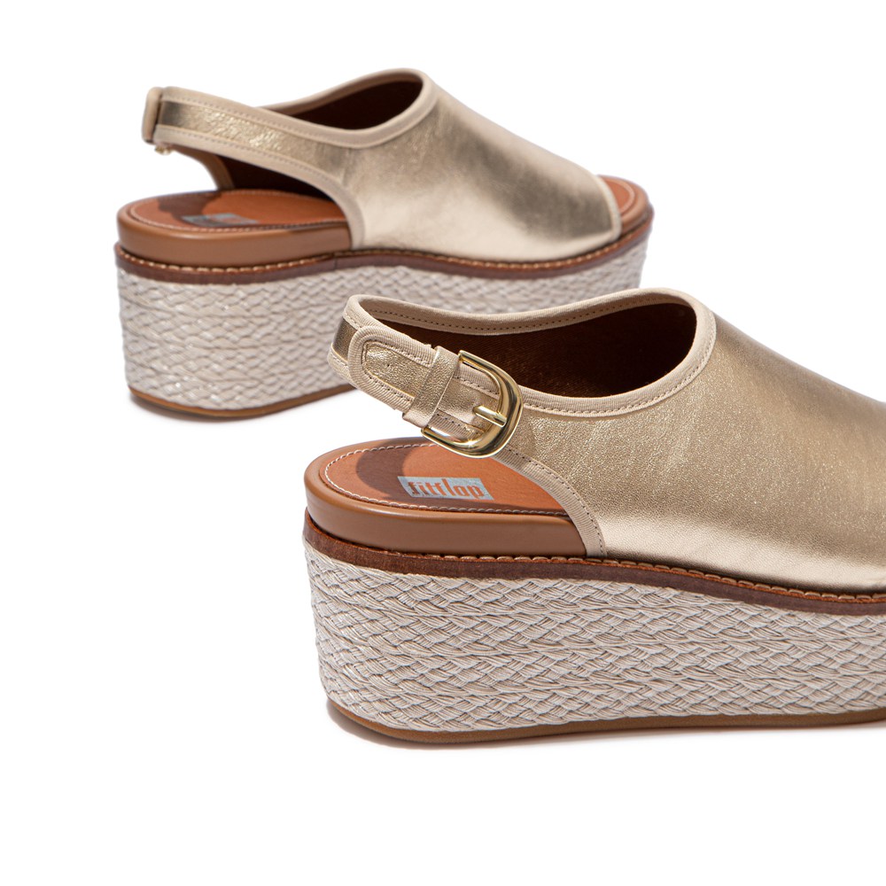 Fitflop Womens Wedge Gold - Eloise Mixed-metallics Back-strap - IA8905217